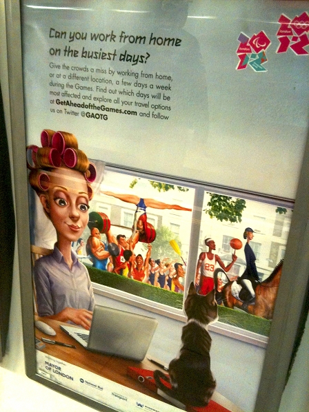 © Robert Rotifer Poster der London Underground: "Can you work from home on the busiest days?"